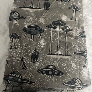 Pottery Barn Kids UFO Spaceship Alien Duvet Cover GLOWS Organic Cotton